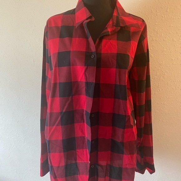 Chaps Buffalo plaid new without tags long sleeve button down blouse size 1X p6 - Picture 1 of 4